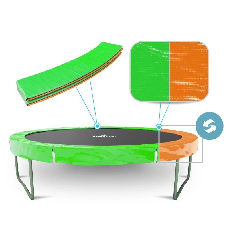 Coussin de protection des ressorts pour Trampoline, réversible orange / vert pomme : ø 10Ft JUMP4FUN - Image 2