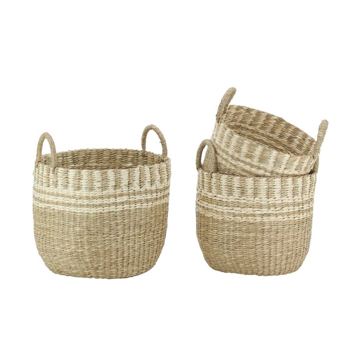 Aubry Gaspard - Cache-pots en jonc de mer naturel tressé (lot de 3) - Imagen 1
