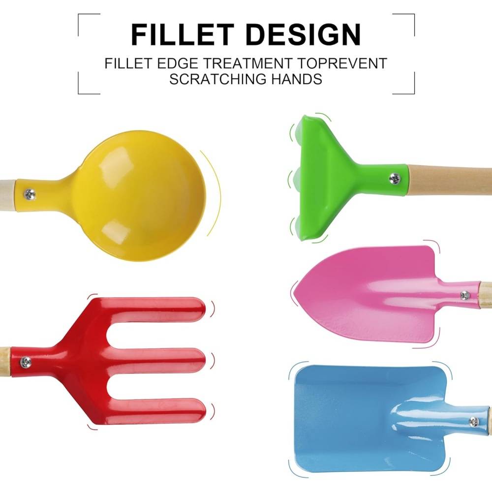 DKINY Set Jardinage Enfant 5 Pièces – Bêche, Pelle, Râteau, Tablier Et Gants, Jouet Éducatif Extérieur 3-8 Ans