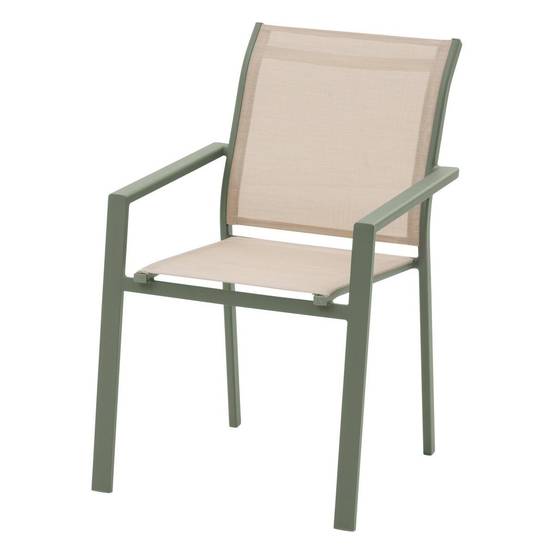 Hesperide - Fauteuil de jardin empilable "Essentia" lin & vert laurier aluminium et texaline Hespéride - Image 2