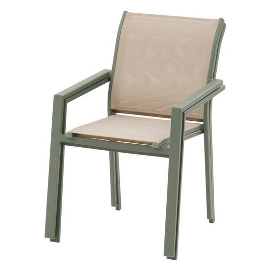 Hesperide - Fauteuil de jardin empilable "Essentia" lin & vert laurier aluminium et texaline Hespéride - Image 3
