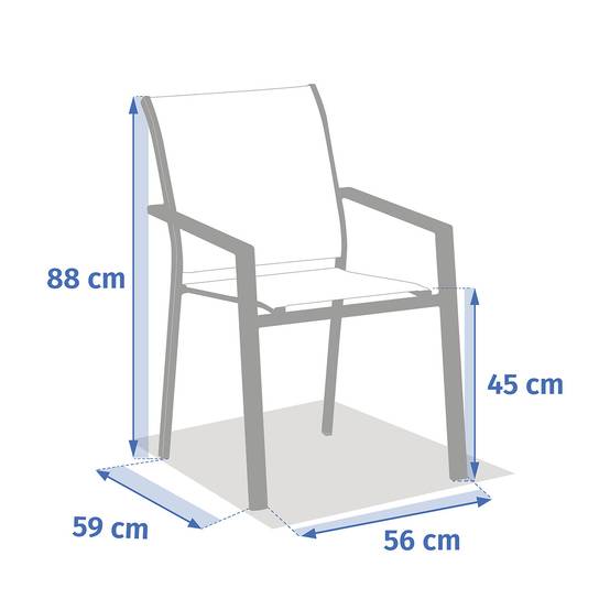 Hesperide - Fauteuil de jardin empilable "Essentia" lin & vert laurier aluminium et texaline Hespéride - Image 5