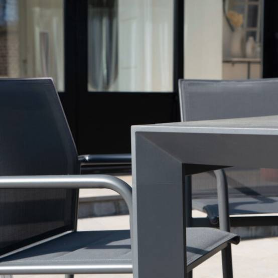 Table de jardin 6/10p en aluminium et plateau en verre Gris MODULO - Image 6