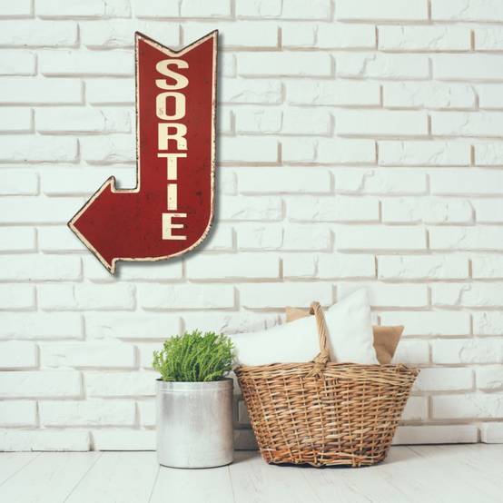 ~ Plaque murale décorative vintage en métal rouge porte sortie 40x25cm Chemin de campagne - Image 2