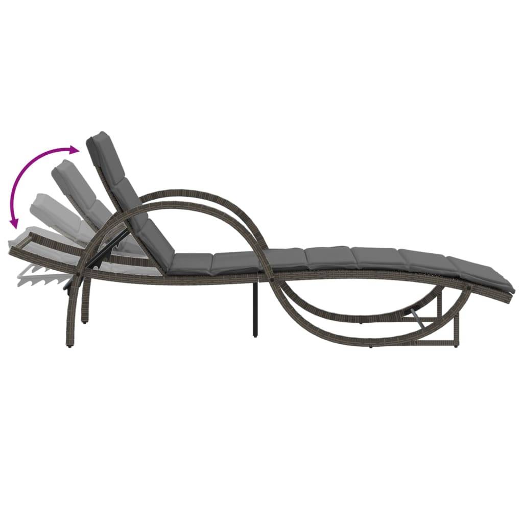 Ensemble Lits Soleil Résine Grise Accoudoirs Coussins Gris Foncé Piscine – ComfortXL Outdoor Living - Image 7