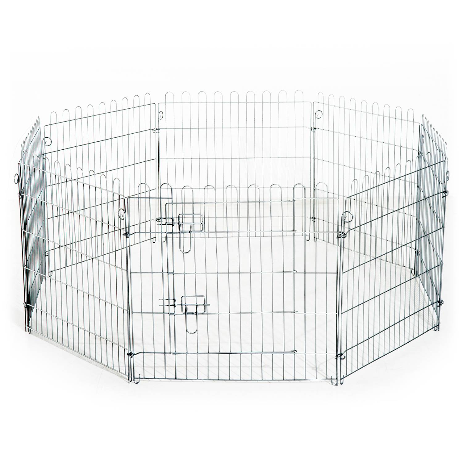 Clôture pliante pour chien en 8 parties, 63 x 60 cm, avec 1 portillon et cadre en acier, couleur argent, idéale pour jardin et terrasse. - Image 2