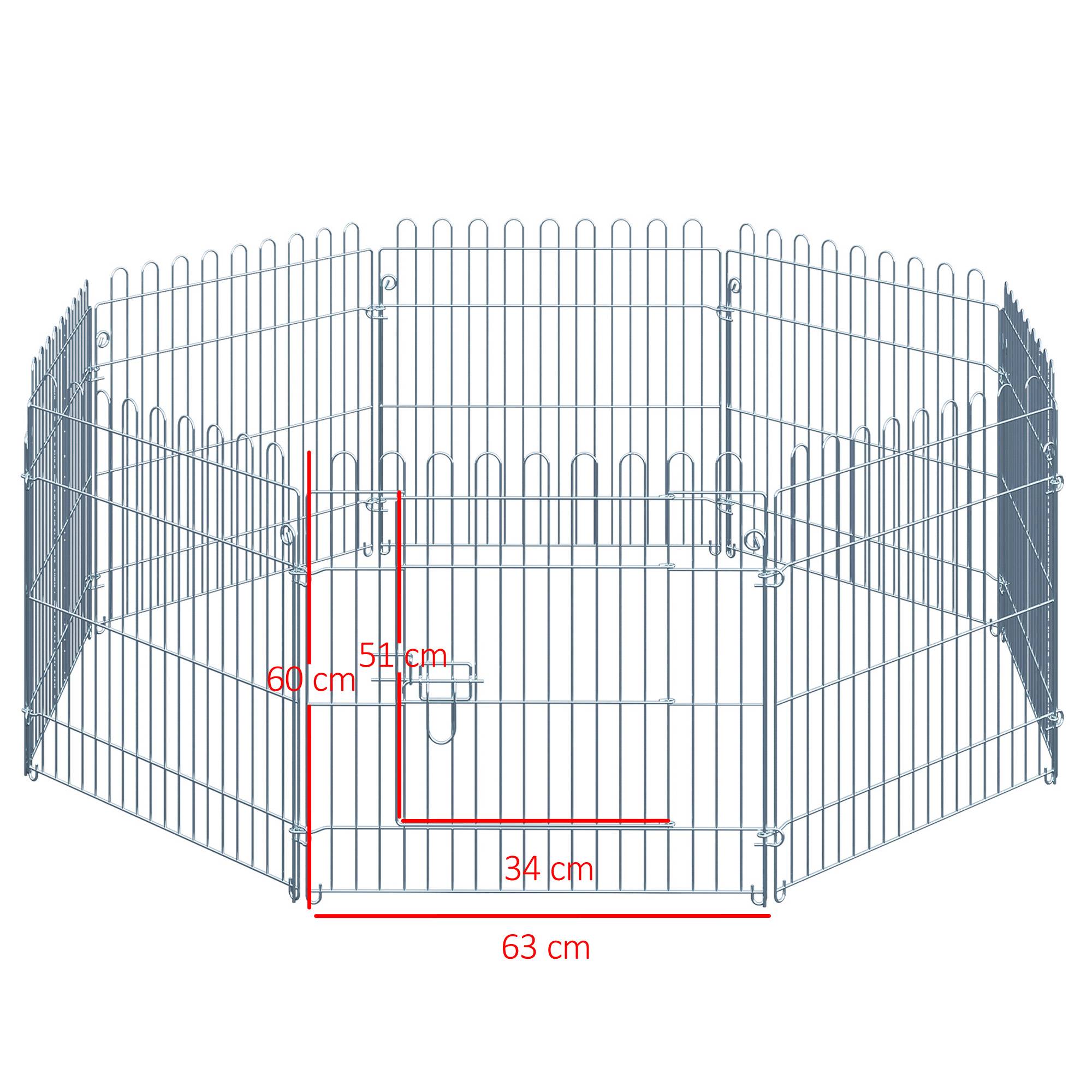 Clôture pliante pour chien en 8 parties, 63 x 60 cm, avec 1 portillon et cadre en acier, couleur argent, idéale pour jardin et terrasse. - Image 5
