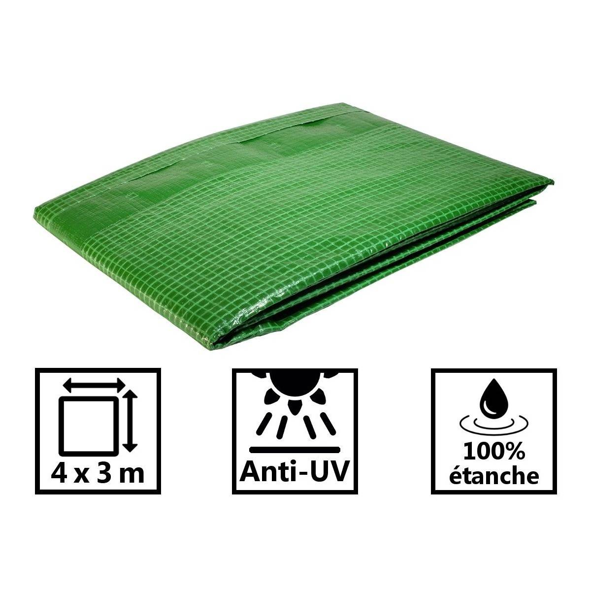 Bâche de jardin 4 X 3 m Armée VERTE en polyéthylène 170g/m² - Imagen 2