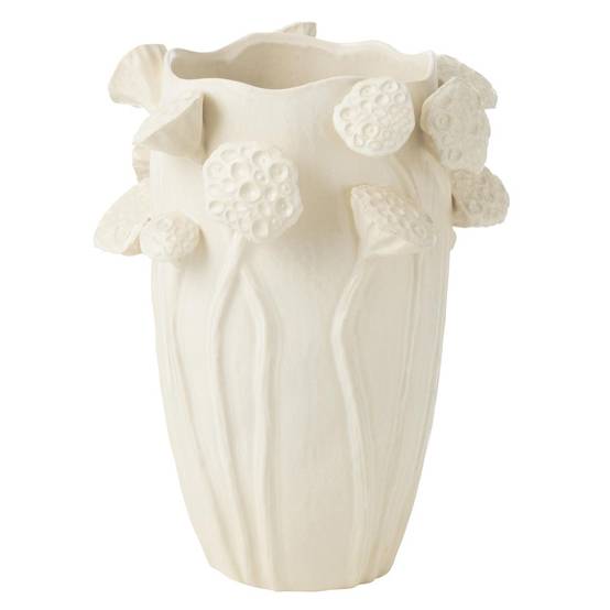Vase Déco Lotus en Argile "Botanica" 35cm Beige - Image 1