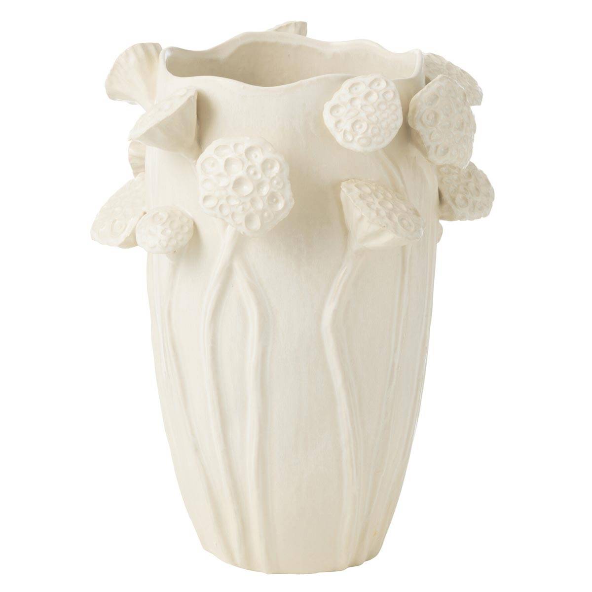 Vase Déco Lotus en Argile "Botanica" 35cm Beige - Image 1