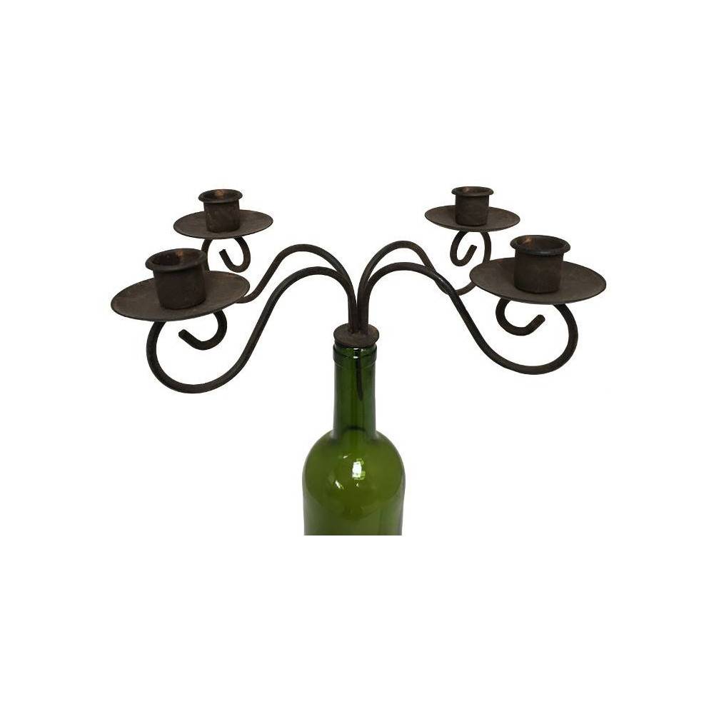 Bougeoir bouteille 4 supports en métal marron 25 x 20 x 9 cm Chemin de campagne - Imagen 1