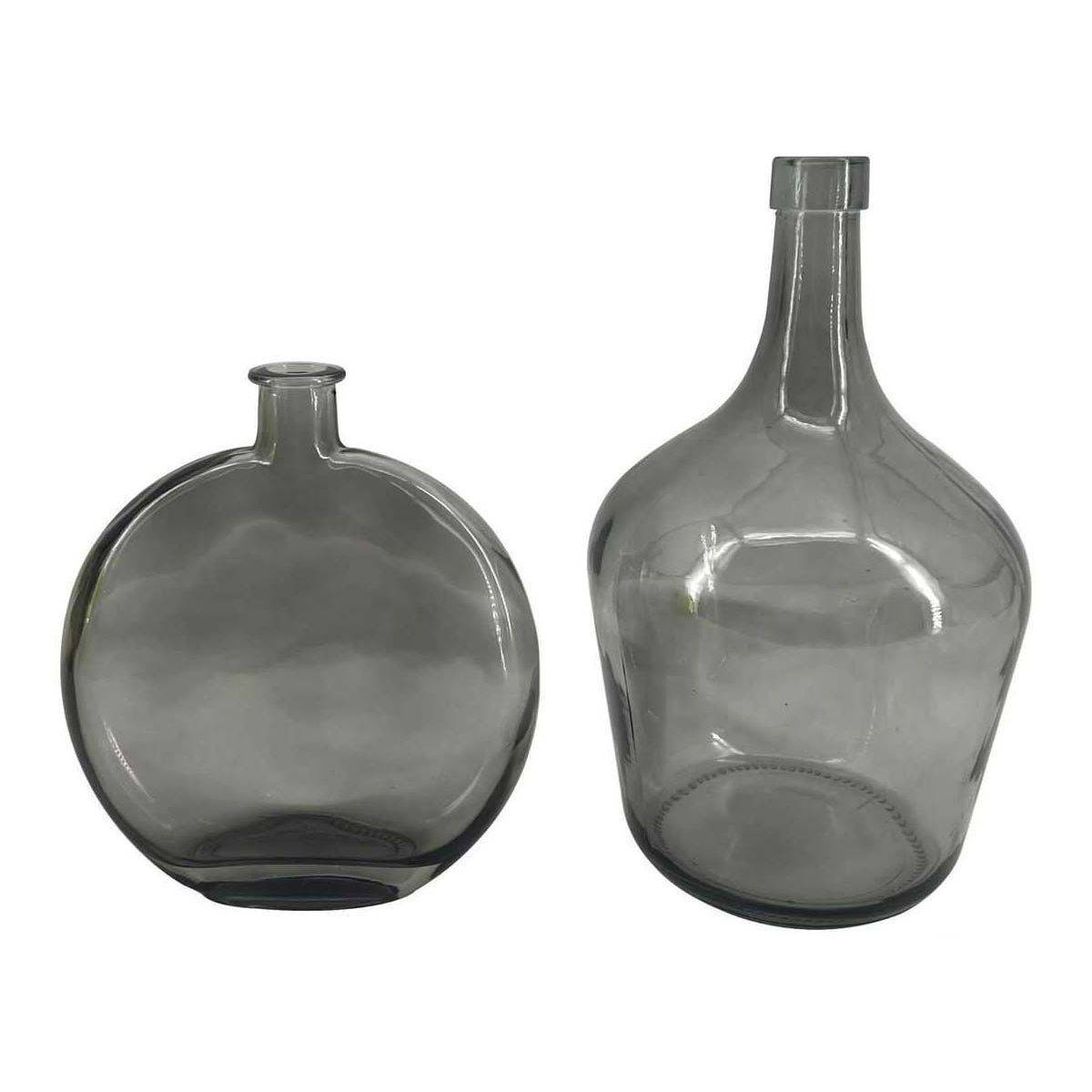 The Home Deco Factory - Vase bonbonne en verre Augustine (Lot de 2) Gris - Imagen 1