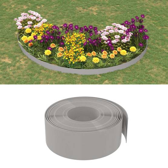 Bordures de jardin - Limites de jardin - Parterres 2 pcs gris 10 m 20 cm polyéthylène - Image 2