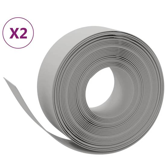 Bordures de jardin - Limites de jardin - Parterres 2 pcs gris 10 m 20 cm polyéthylène - Image 1