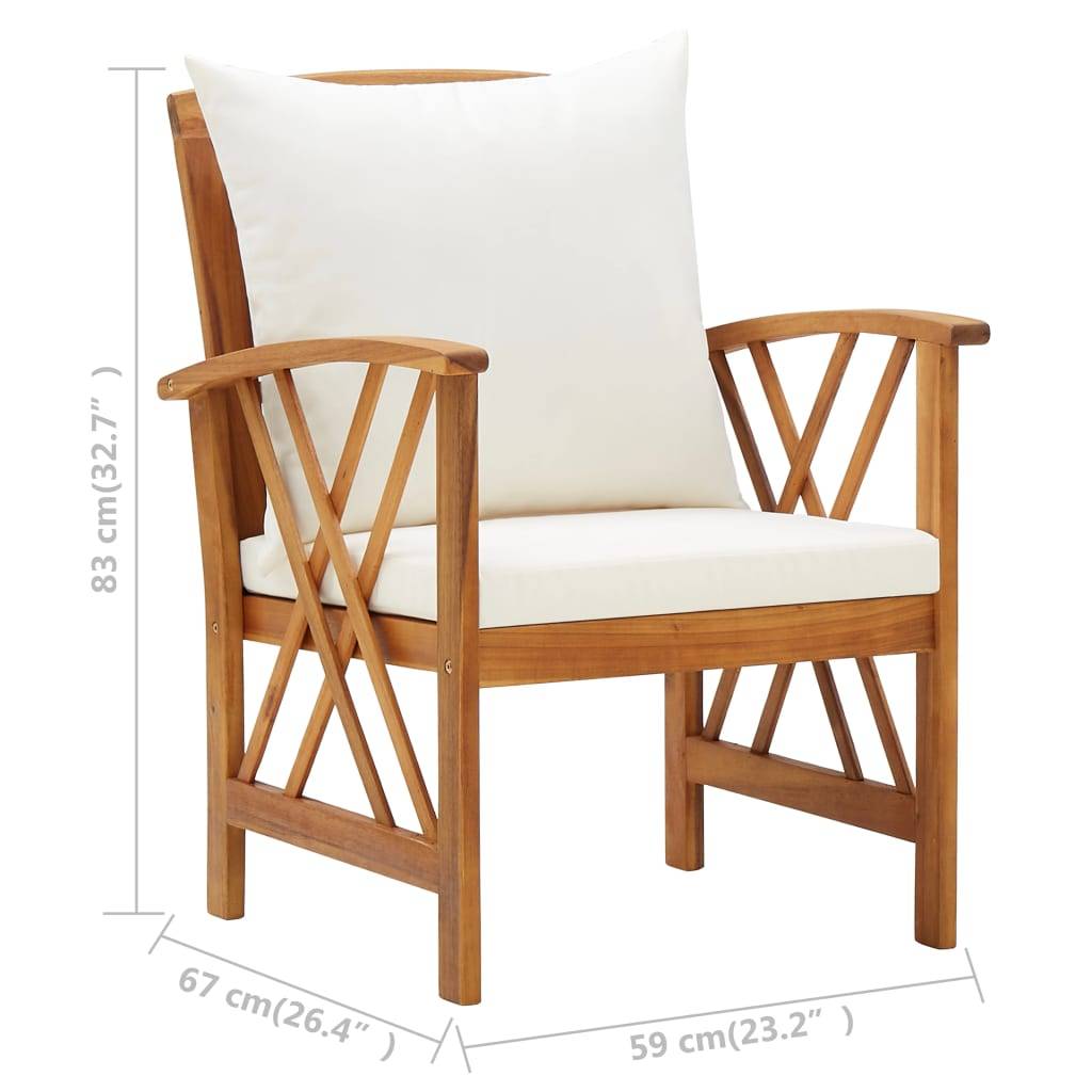 Helloshop26 - Salon de jardin meuble d'extérieur ensemble de mobilier 5 pièces avec coussins bois d'acacia solide - Imagen 8