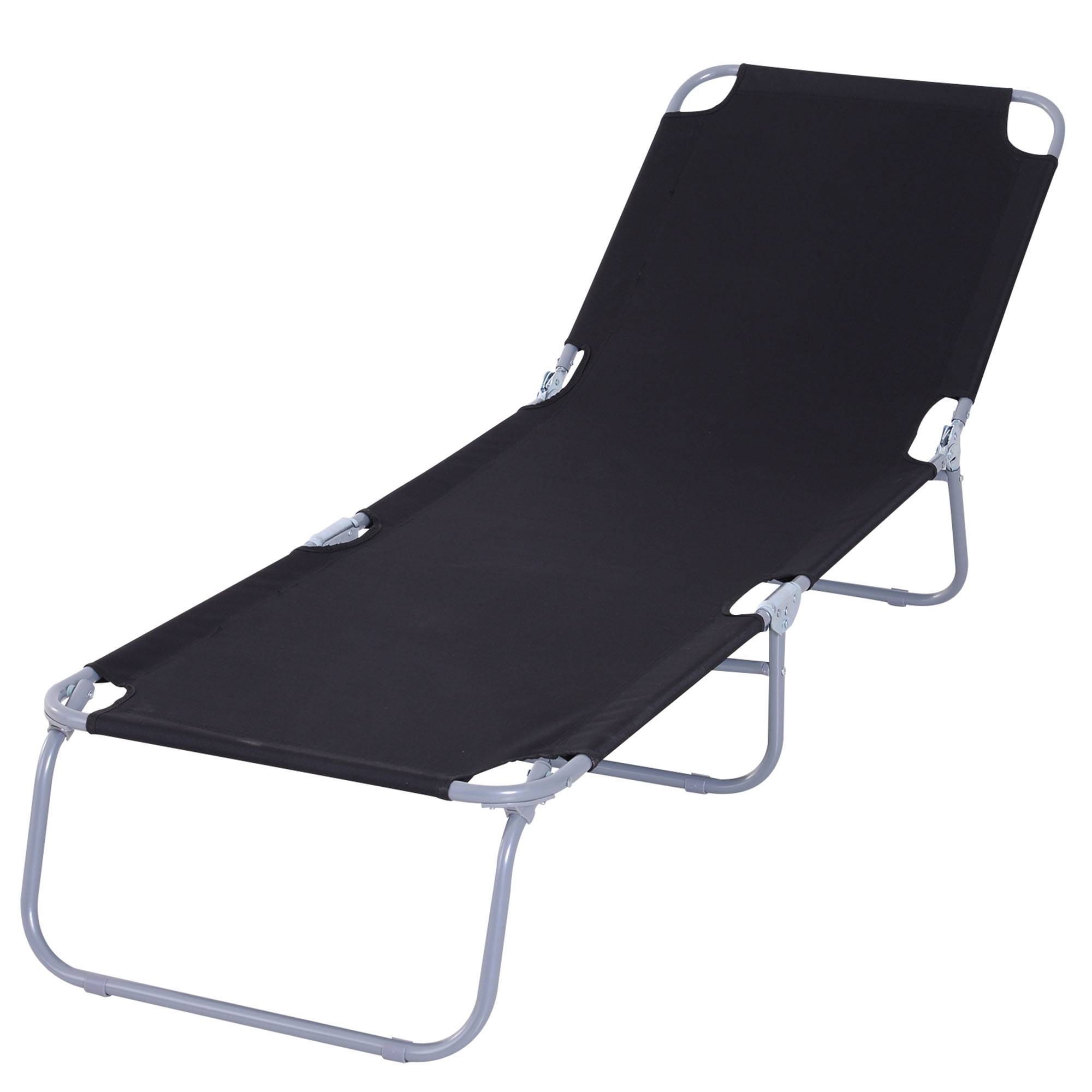 Chaise longue de jardin pliante en métal et tissu Oxford respirant