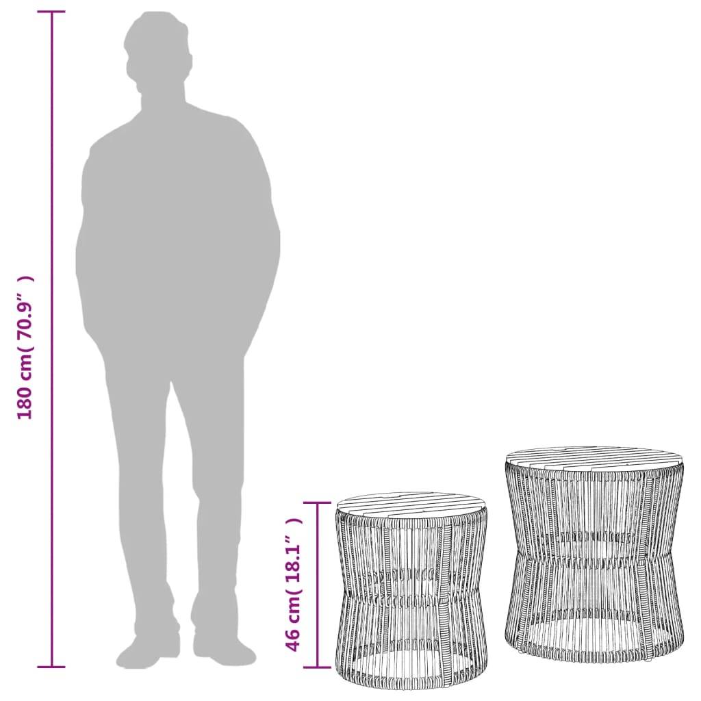 PANGIVO - Tables d'appoint de jardin bois noir poly rotin 50x50 cm, 38x46 cm - PANGIVO - Image 10