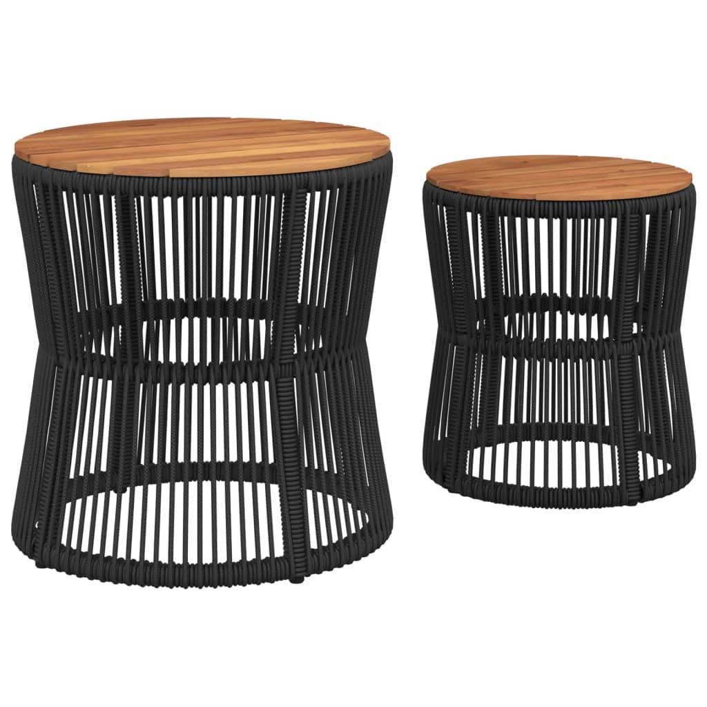 PANGIVO - Tables d'appoint de jardin bois noir poly rotin 50x50 cm, 38x46 cm - PANGIVO - Image 6