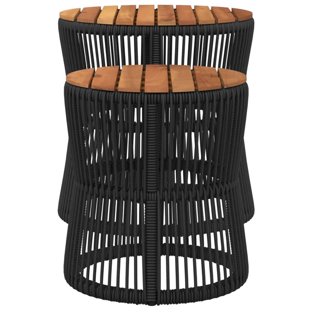 PANGIVO - Tables d'appoint de jardin bois noir poly rotin 50x50 cm, 38x46 cm - PANGIVO - Image 5