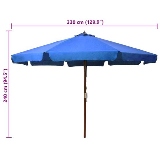 Parasol extérieur mât bois azuré 330 x 240 cm - PANGIVO - Image 5