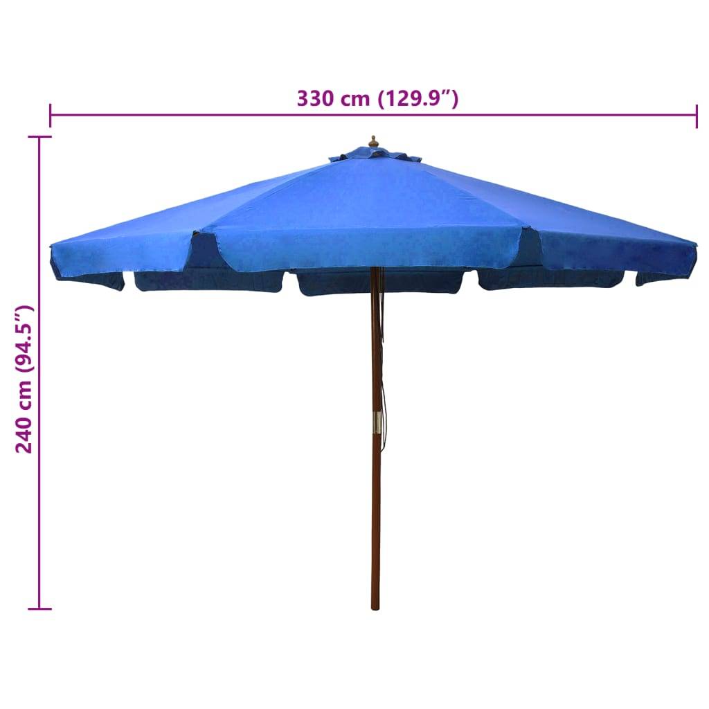 Parasol extérieur mât bois azuré 330 x 240 cm - PANGIVO - Image 5