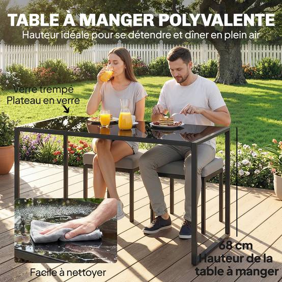 Salon de jardin bistro pliable - table ronde Ø 60 cm avec 2 chaises pliantes - métal thermolaqué rouge - Image 8