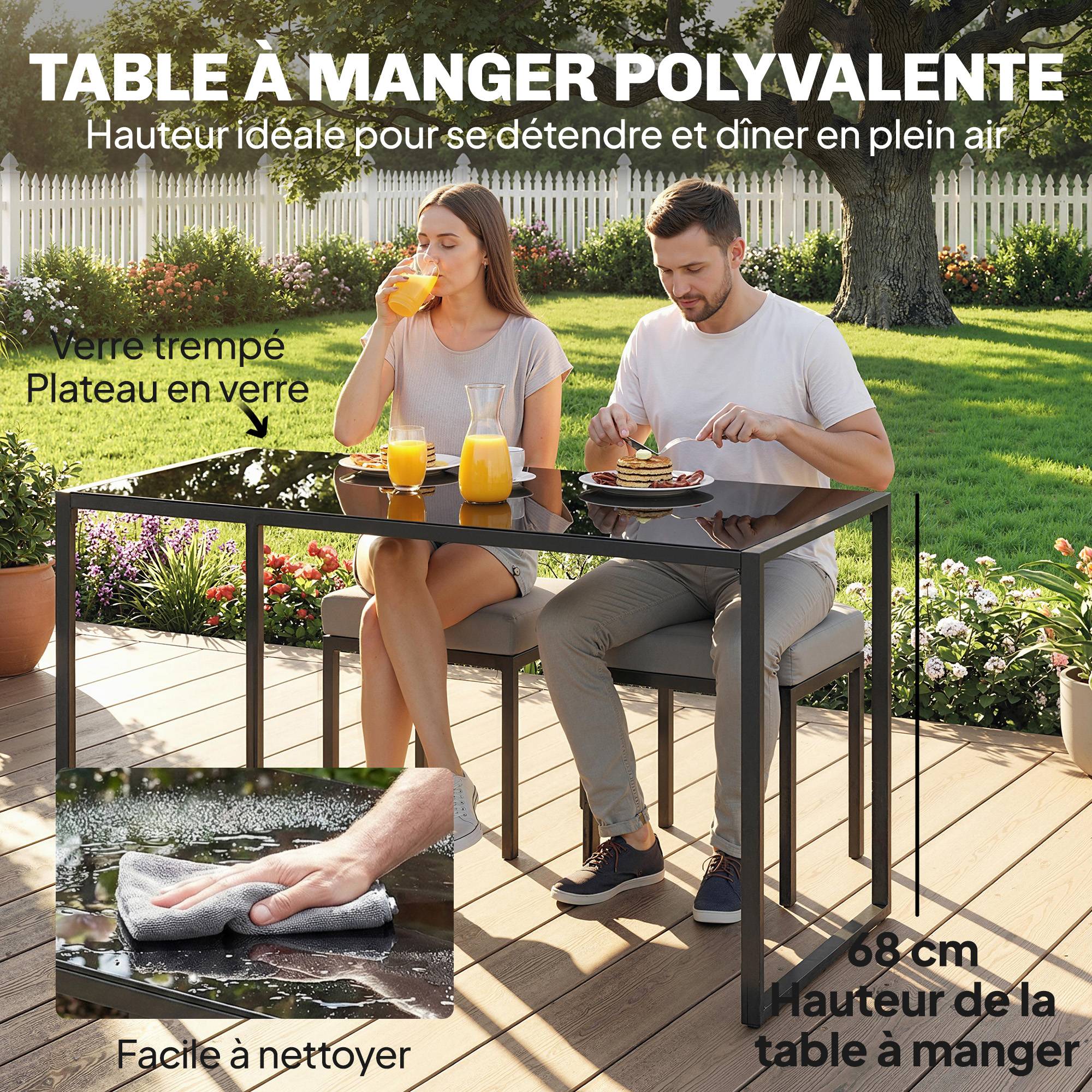 Salon de jardin bistro pliable - table ronde Ø 60 cm avec 2 chaises pliantes - métal thermolaqué rouge - Image 8