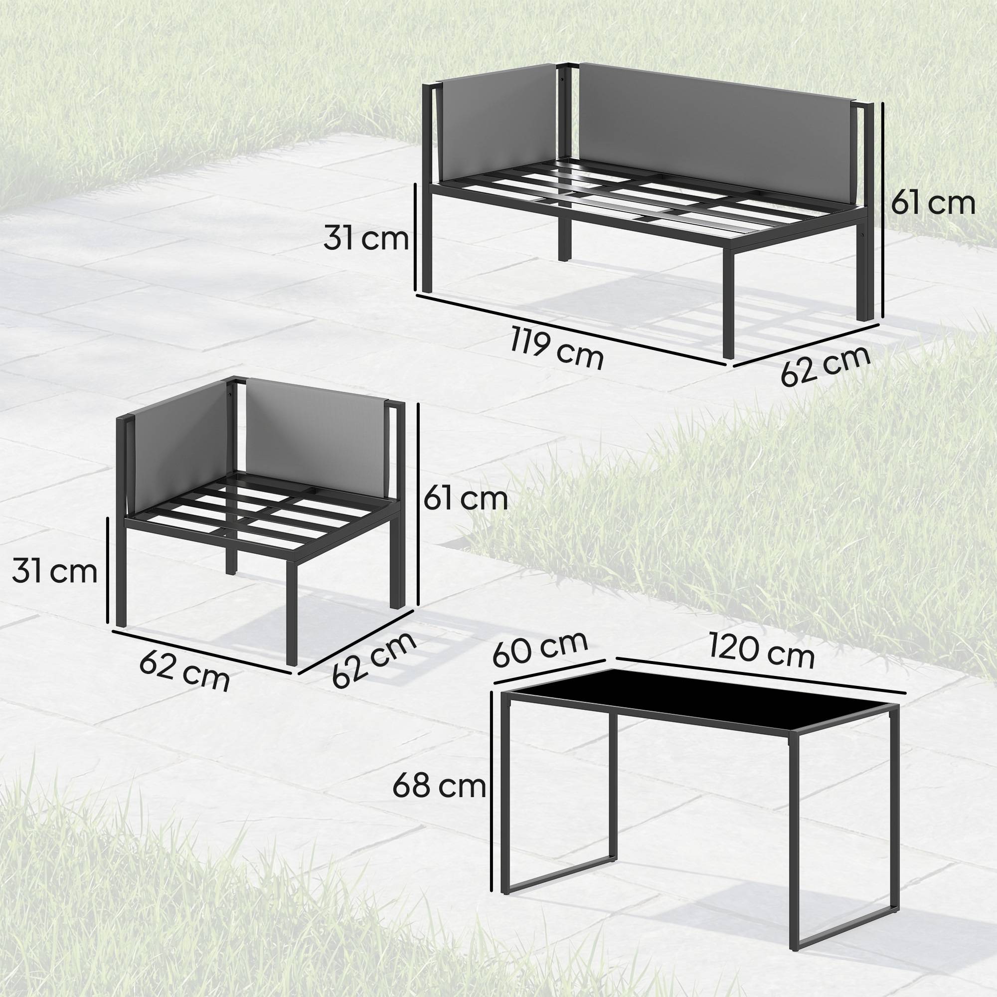 Salon de jardin bistro pliable - table ronde Ø 60 cm avec 2 chaises pliantes - métal thermolaqué rouge - Image 5