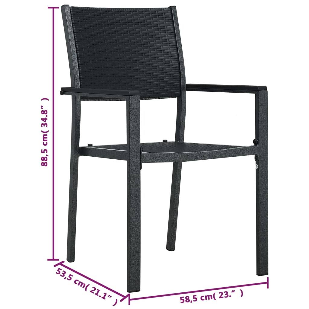 Chaises de jardin lot de 2 noir plastique aspect rotin 58.5 x 53.5 x 88.5 cm - PANGIVO - Image 9