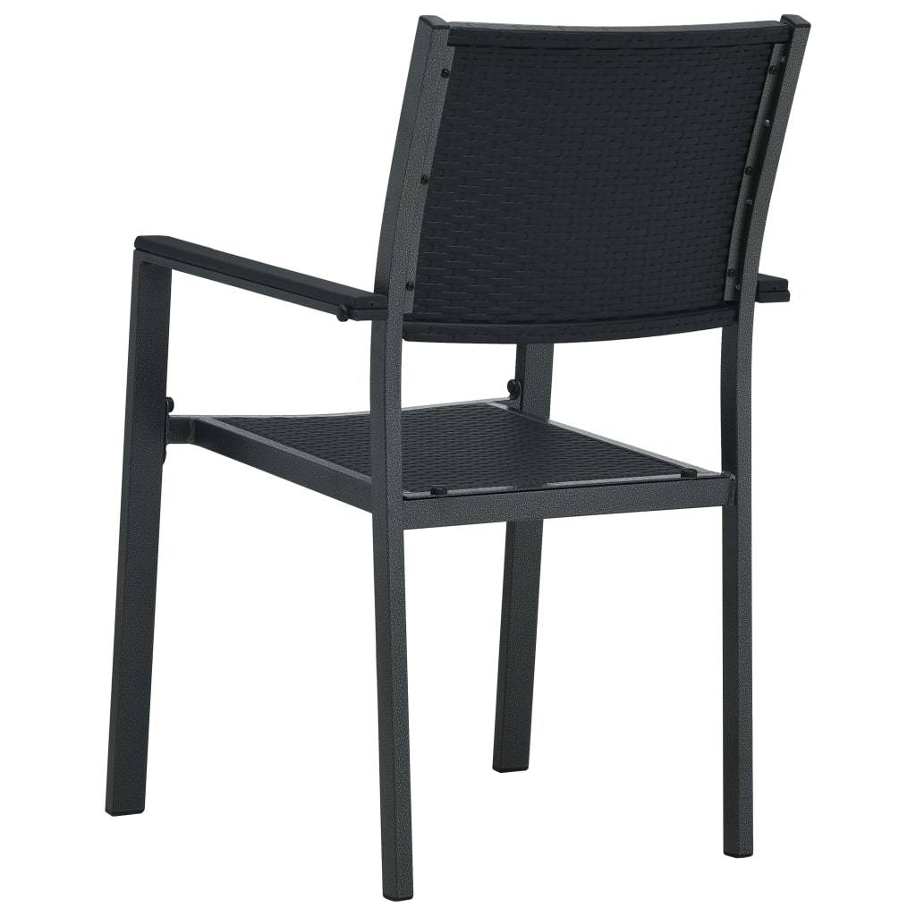 Chaises de jardin lot de 2 noir plastique aspect rotin 58.5 x 53.5 x 88.5 cm - PANGIVO - Image 5