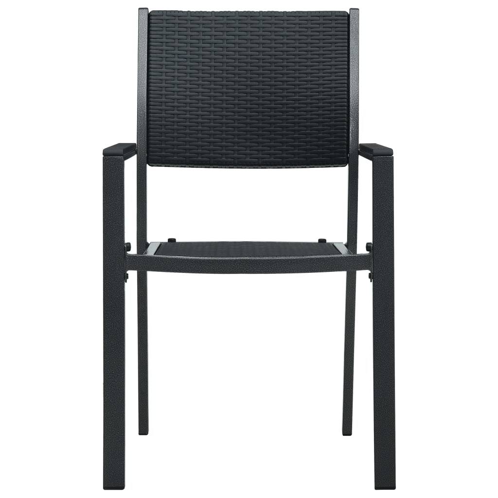 Chaises de jardin lot de 2 noir plastique aspect rotin 58.5 x 53.5 x 88.5 cm - PANGIVO - Image 3