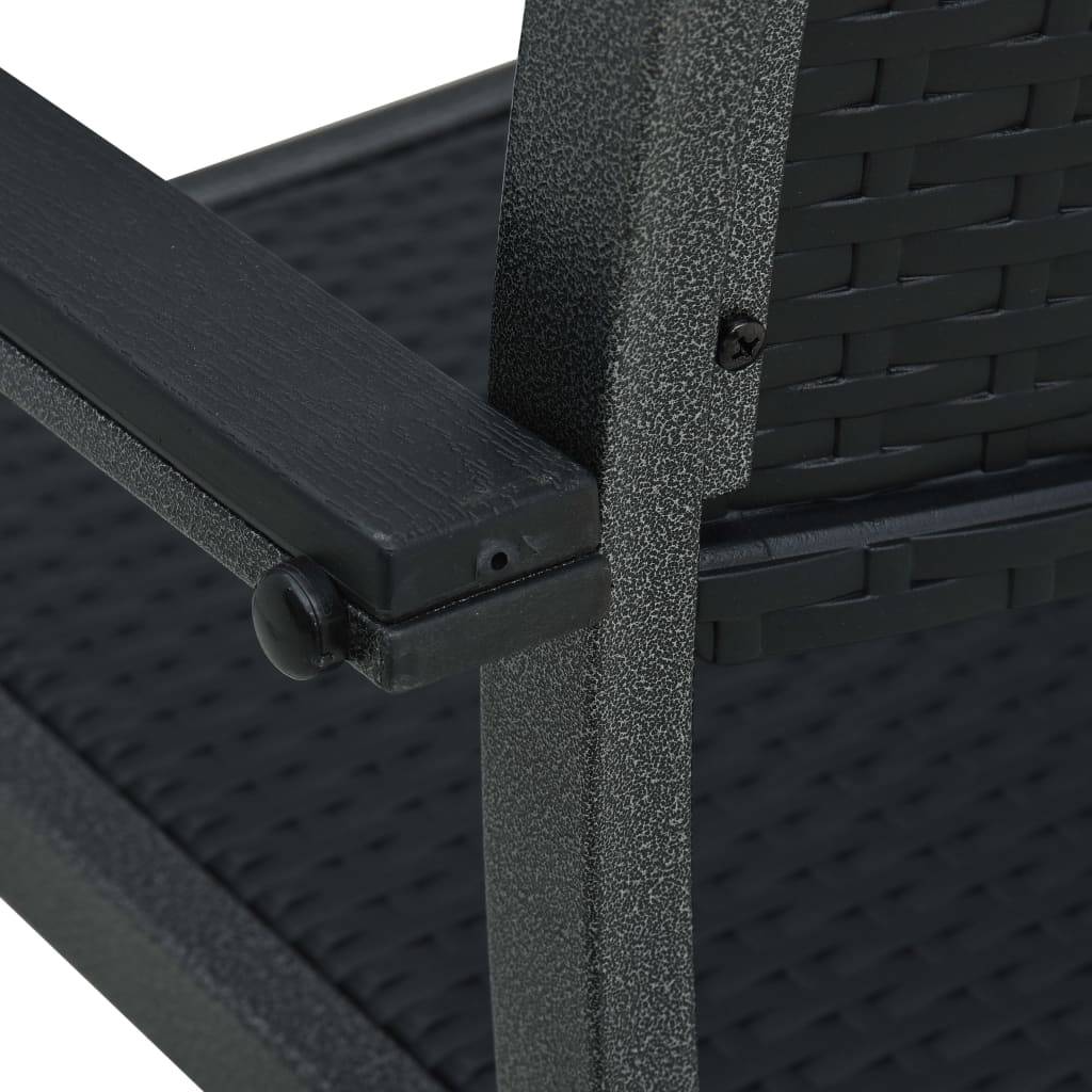 Chaises de jardin lot de 2 noir plastique aspect rotin 58.5 x 53.5 x 88.5 cm - PANGIVO - Image 6