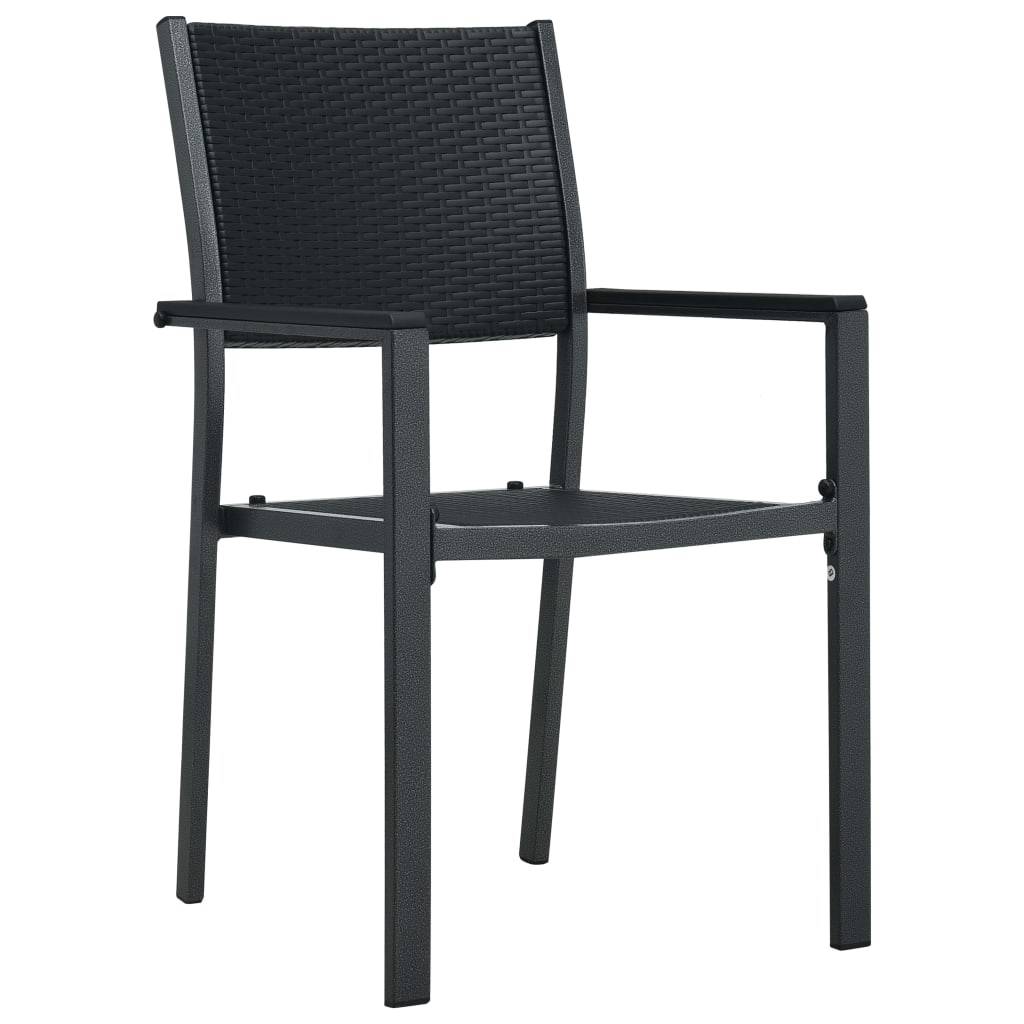 Chaises de jardin lot de 2 noir plastique aspect rotin 58.5 x 53.5 x 88.5 cm - PANGIVO - Image 2