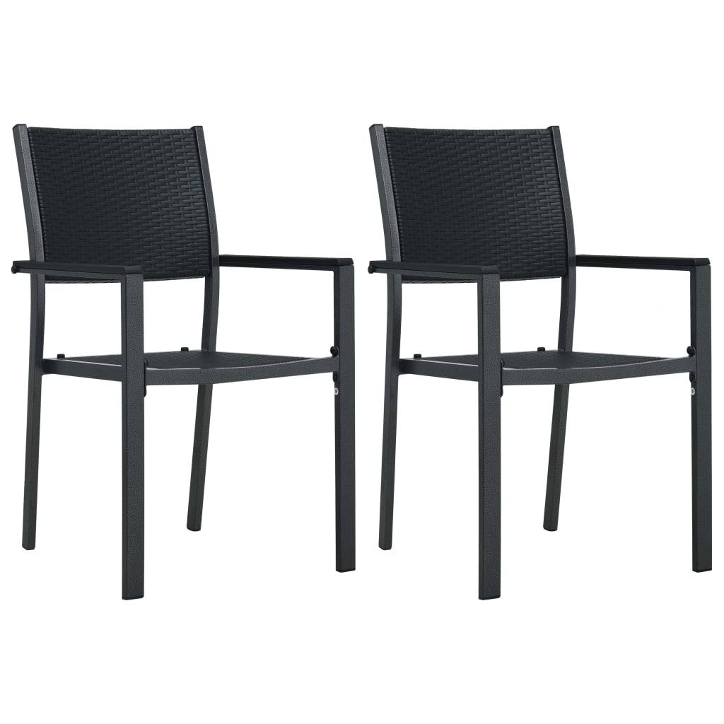 Chaises de jardin lot de 2 noir plastique aspect rotin 58.5 x 53.5 x 88.5 cm - PANGIVO - Image 1