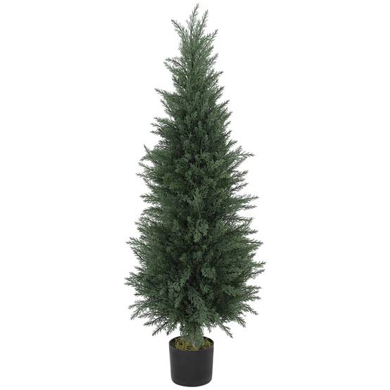 Cyprès Artificiel PE Intérieur Extérieur Anti UV Pot Lesté Décoratif Vert 120cm - ComfortXL Outdoor Living - Image 2