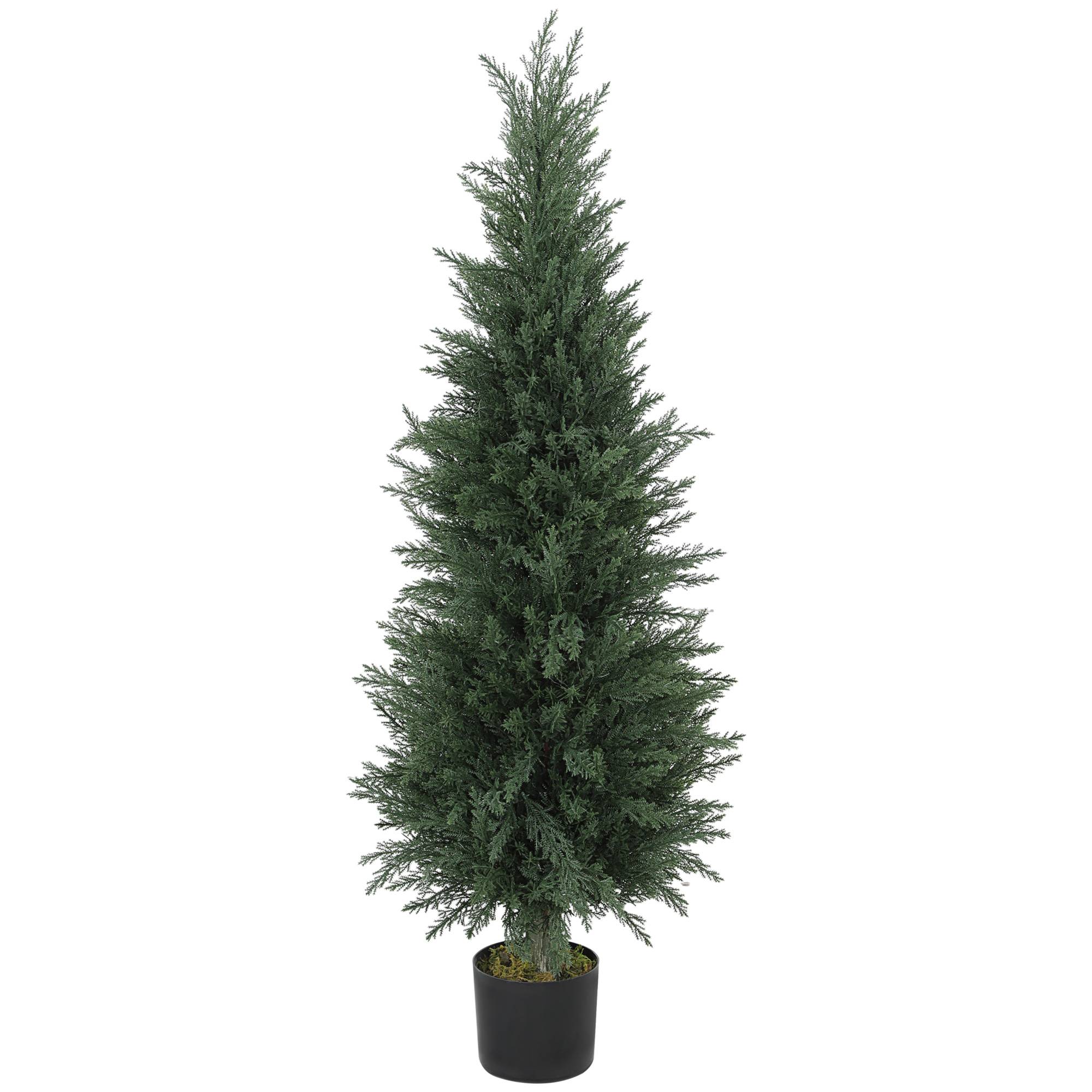 Cyprès Artificiel PE Intérieur Extérieur Anti UV Pot Lesté Décoratif Vert 120cm - ComfortXL Outdoor Living - Image 2