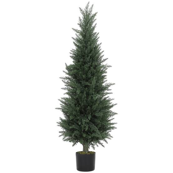 Cyprès Artificiel PE Intérieur Extérieur Anti UV Pot Lesté Décoratif Vert 120cm - ComfortXL Outdoor Living - Image 1
