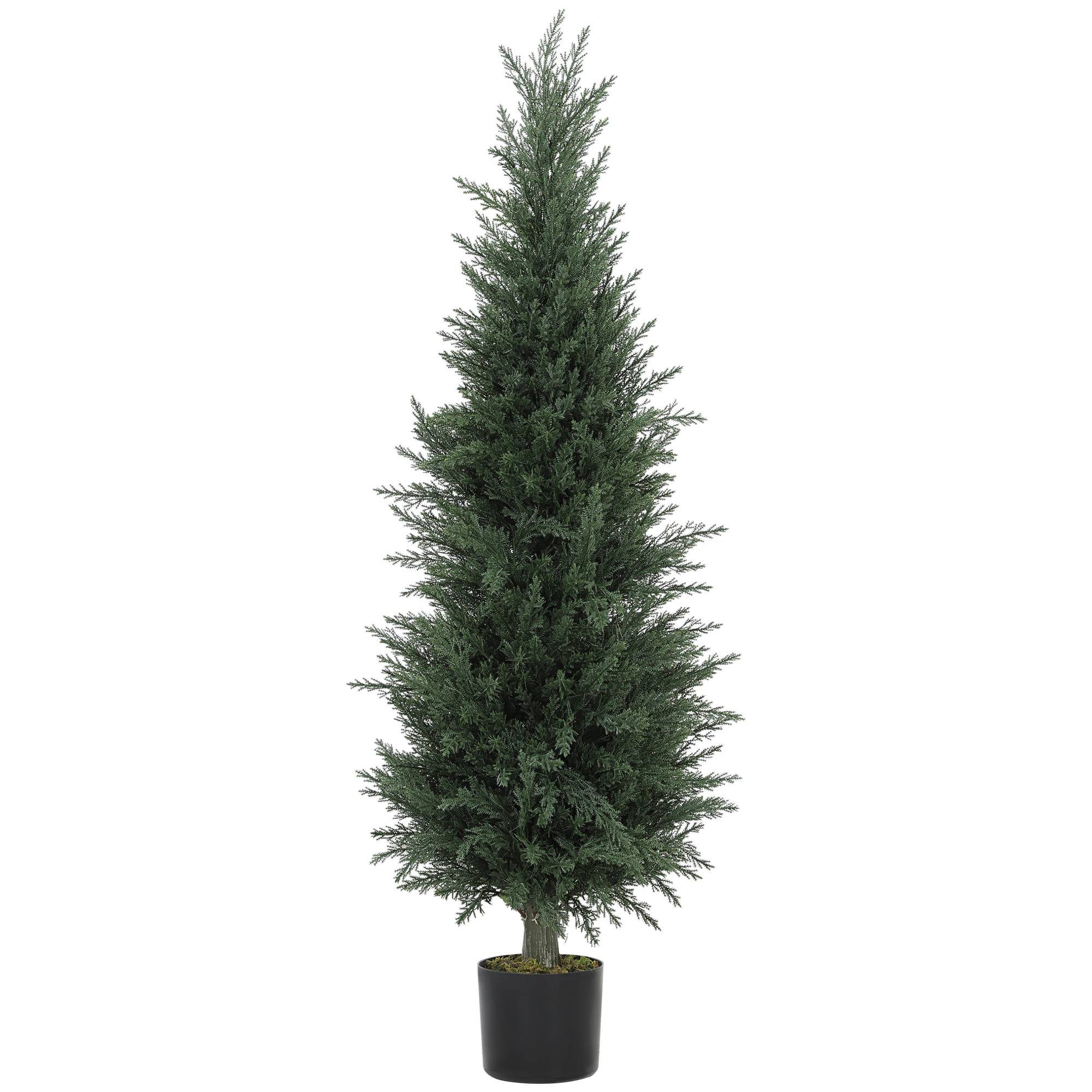 Cyprès Artificiel PE Intérieur Extérieur Anti UV Pot Lesté Décoratif Vert 120cm - ComfortXL Outdoor Living