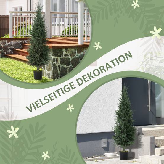 Cyprès Artificiel PE Intérieur Extérieur Anti UV Pot Lesté Décoratif Vert 120cm - ComfortXL Outdoor Living - Image 8
