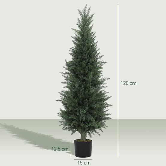 Cyprès Artificiel PE Intérieur Extérieur Anti UV Pot Lesté Décoratif Vert 120cm - ComfortXL Outdoor Living - Image 5