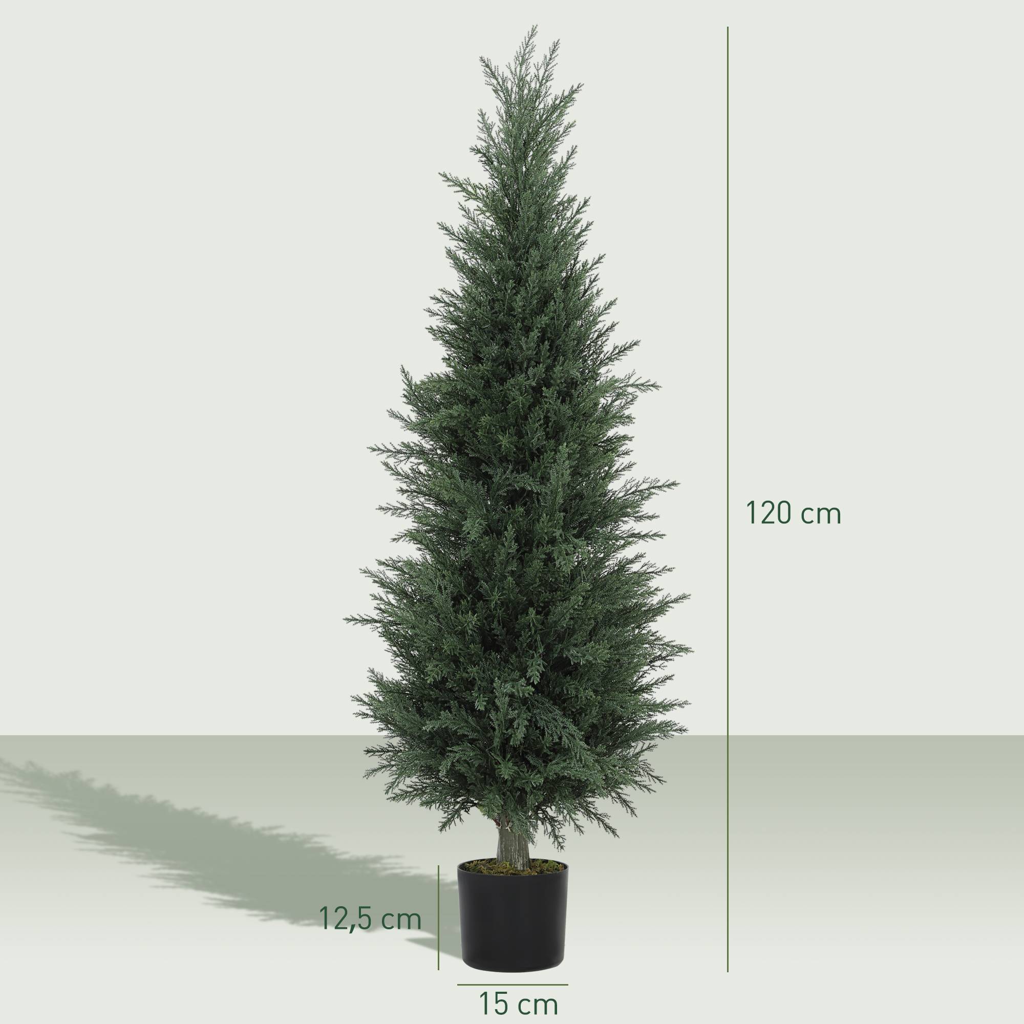 Cyprès Artificiel PE Intérieur Extérieur Anti UV Pot Lesté Décoratif Vert 120cm - ComfortXL Outdoor Living - Image 5