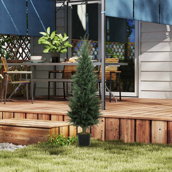 Cyprès Artificiel PE Intérieur Extérieur Anti UV Pot Lesté Décoratif Vert 120cm - ComfortXL Outdoor Living - Image 10