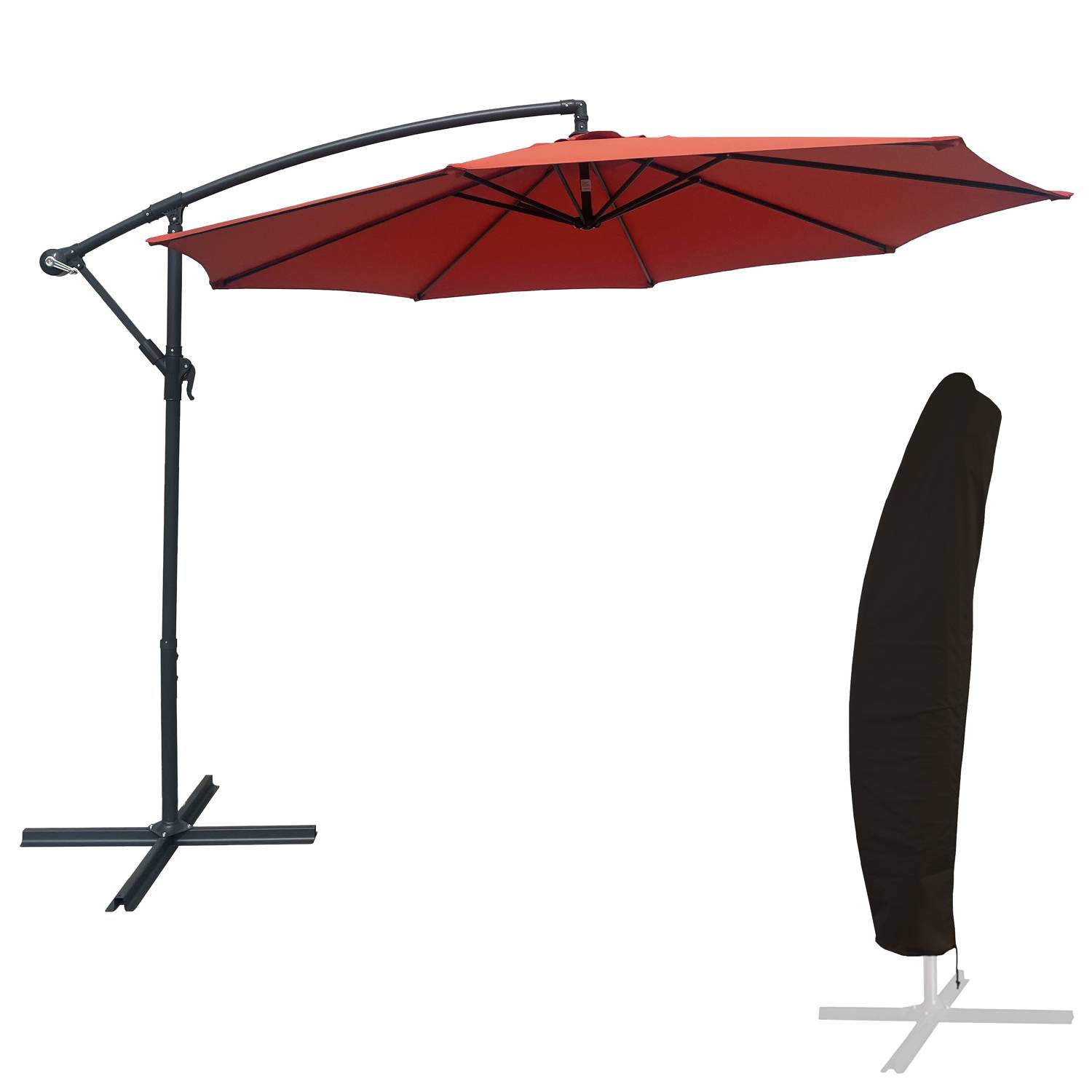 Happy Garden - Parasol déporté OAHU rond 3m de diamètre terracotta + housse - HAPPY GARDEN - Imagen 1