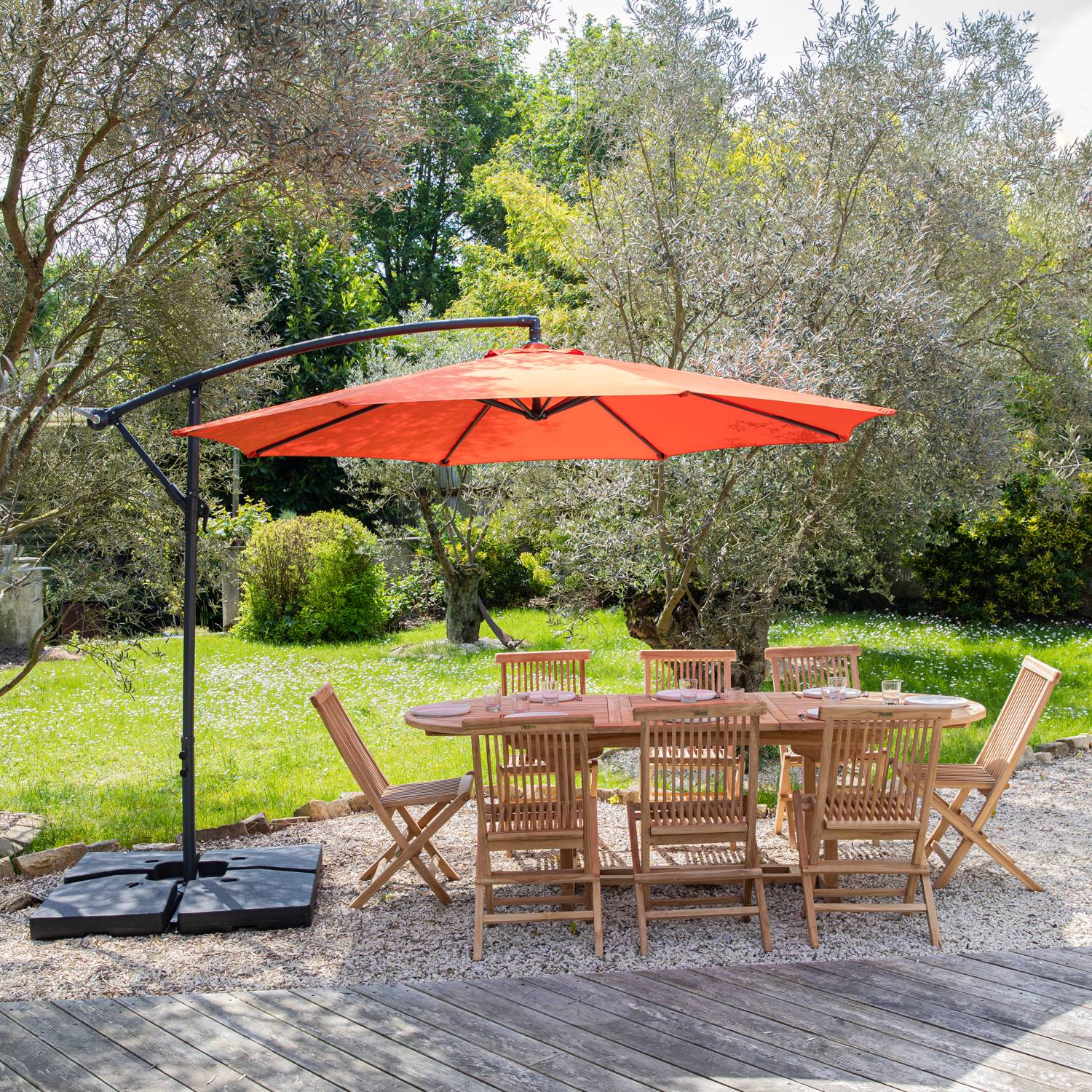 Happy Garden - Parasol déporté OAHU rond 3m de diamètre terracotta + housse - HAPPY GARDEN - Imagen 8