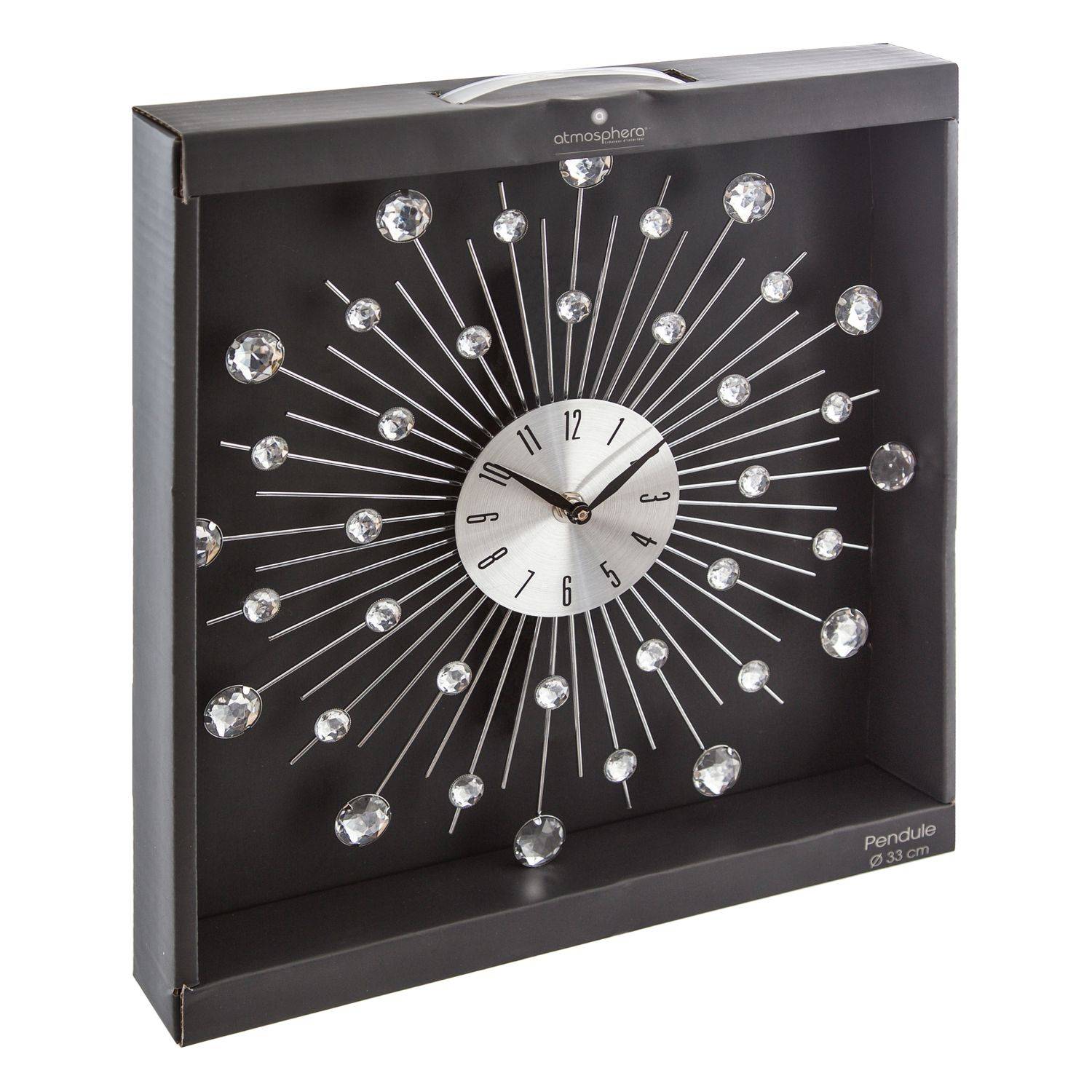 Pendule murale en métal et strass D 33 cm - Imagen 3
