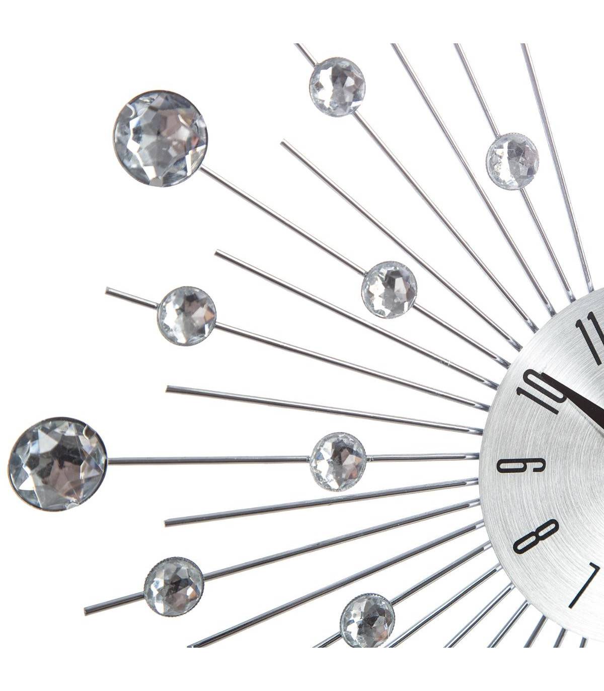 Pendule murale en métal et strass D 33 cm - Imagen 2