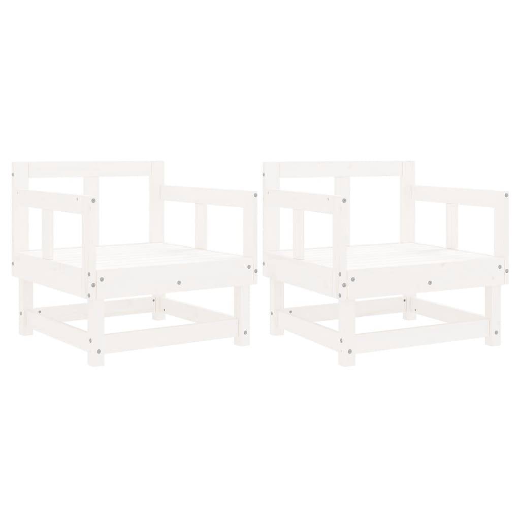 Lot de 2 Chaises de jardin - Chaises d'extérieur - Fauteuils de jardin blanc bois massif de pin-JU12677 - Image 1