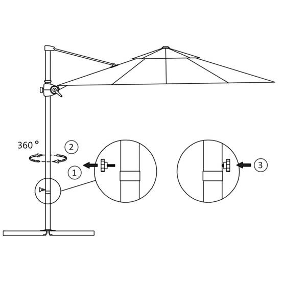 Helloshop26 - Parasol déporté avec mât en acier 250 x 250 cm rouge bordeaux - Imagen 7