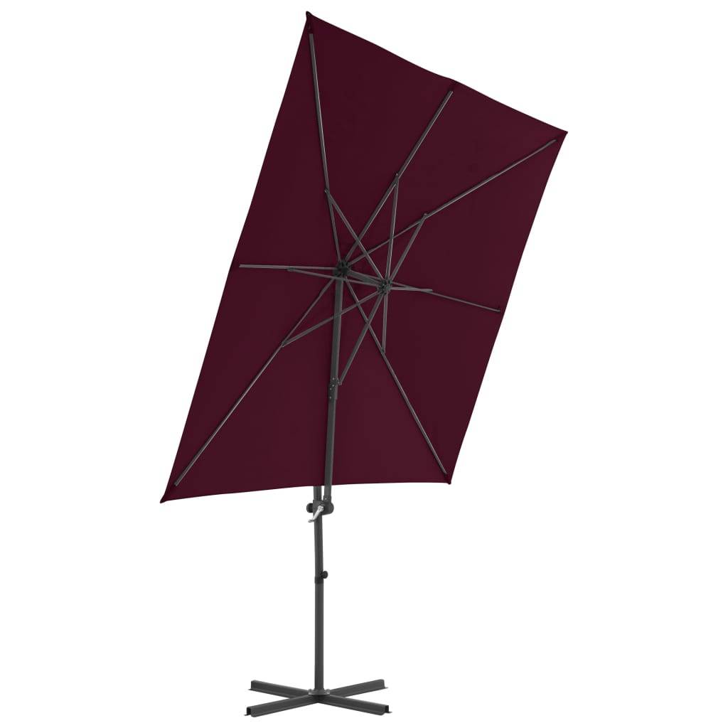 Helloshop26 - Parasol déporté avec mât en acier 250 x 250 cm rouge bordeaux - Imagen 3