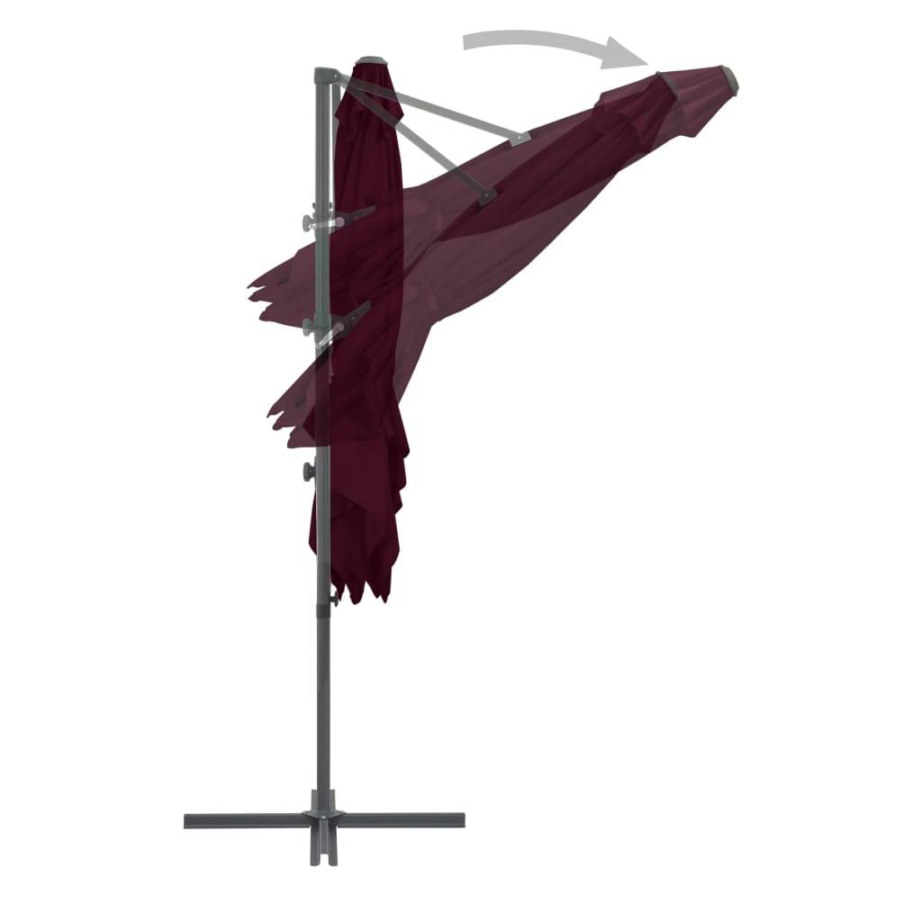 Helloshop26 - Parasol déporté avec mât en acier 250 x 250 cm rouge bordeaux - Imagen 5
